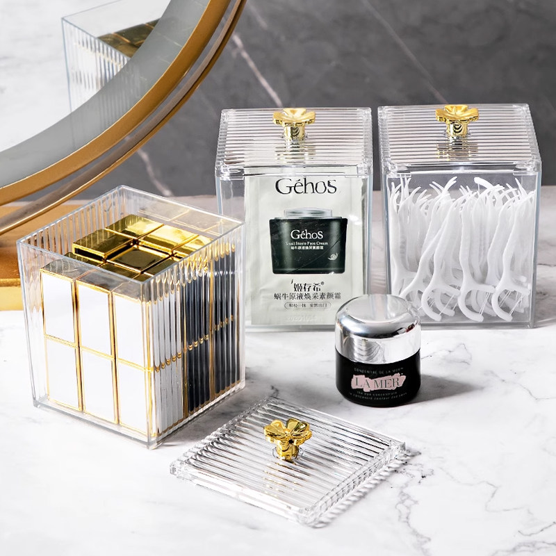 桌面收纳盒防尘化妆棉棉签盒卸妆棉牙签线化妆品美容轻奢整理盒子,收纳整理,桌面收纳盒,淘宝优惠券,粉丝福利购,淘宝优惠卷