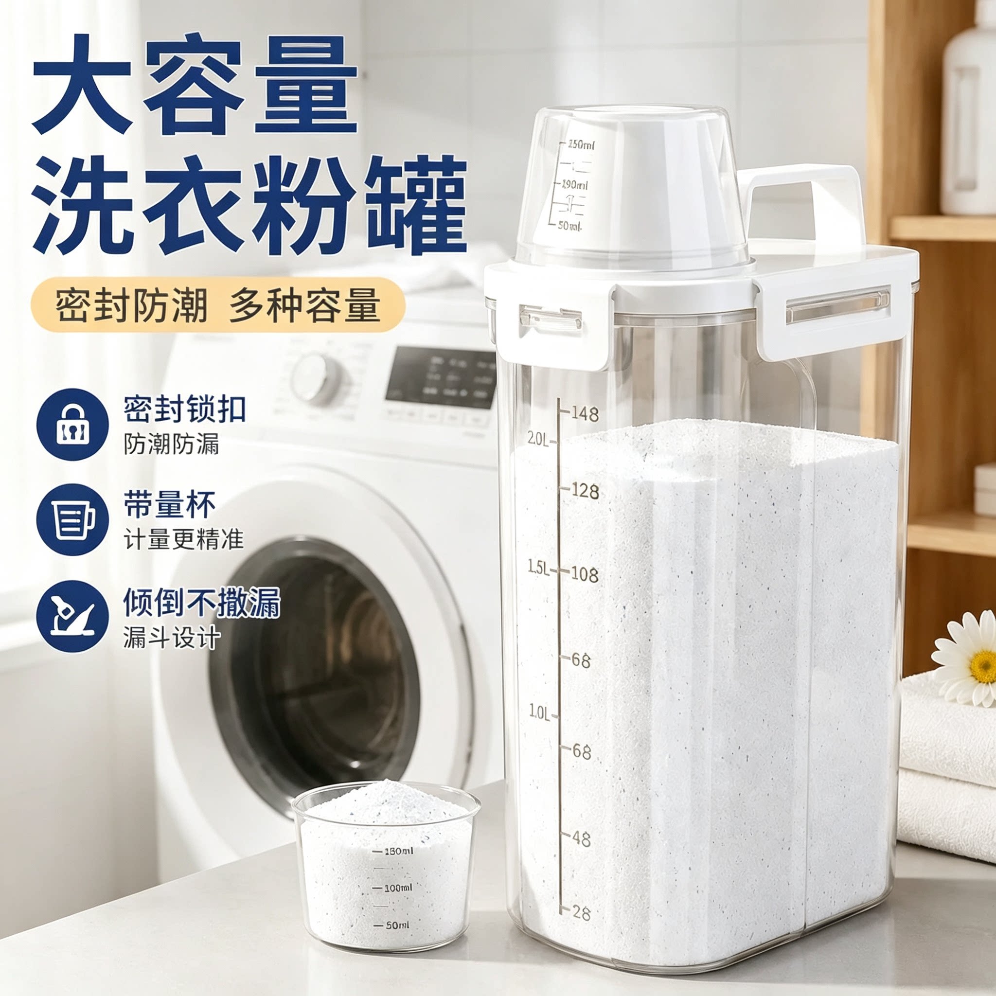 洗衣粉收纳盒子家用大容量肥皂塑料桶洗衣液分装罐神器专用储存盒