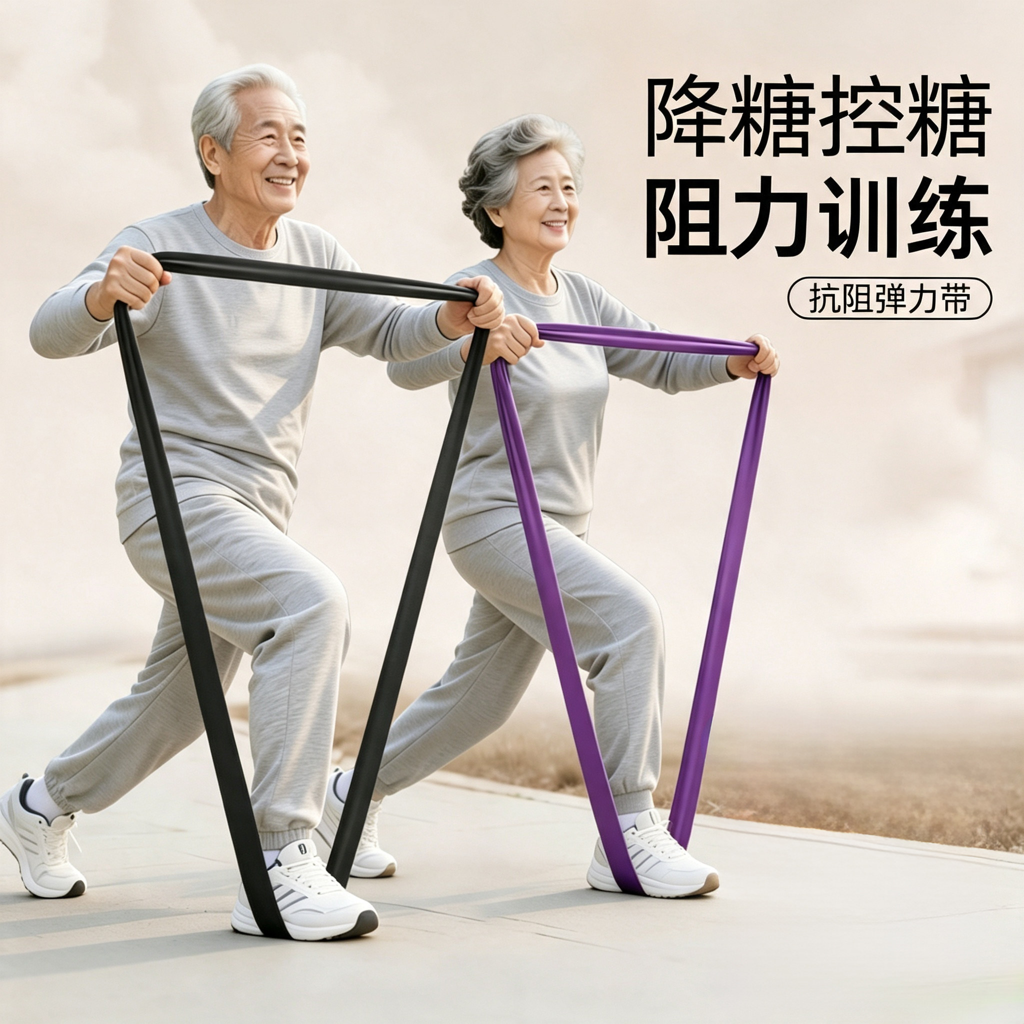 中老年弹力带抗阻力带锻炼降糖男力量训练腰腿练腿拉力绳瑜伽专用