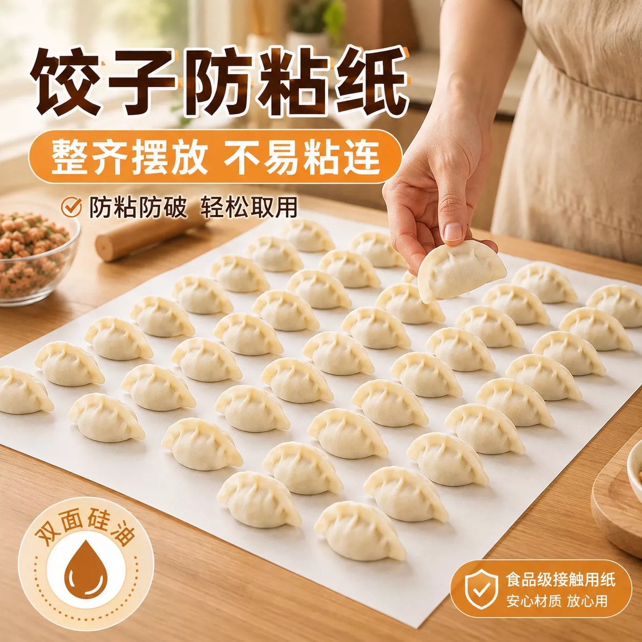 食品级防粘硅油纸饺子月饼托盘纸