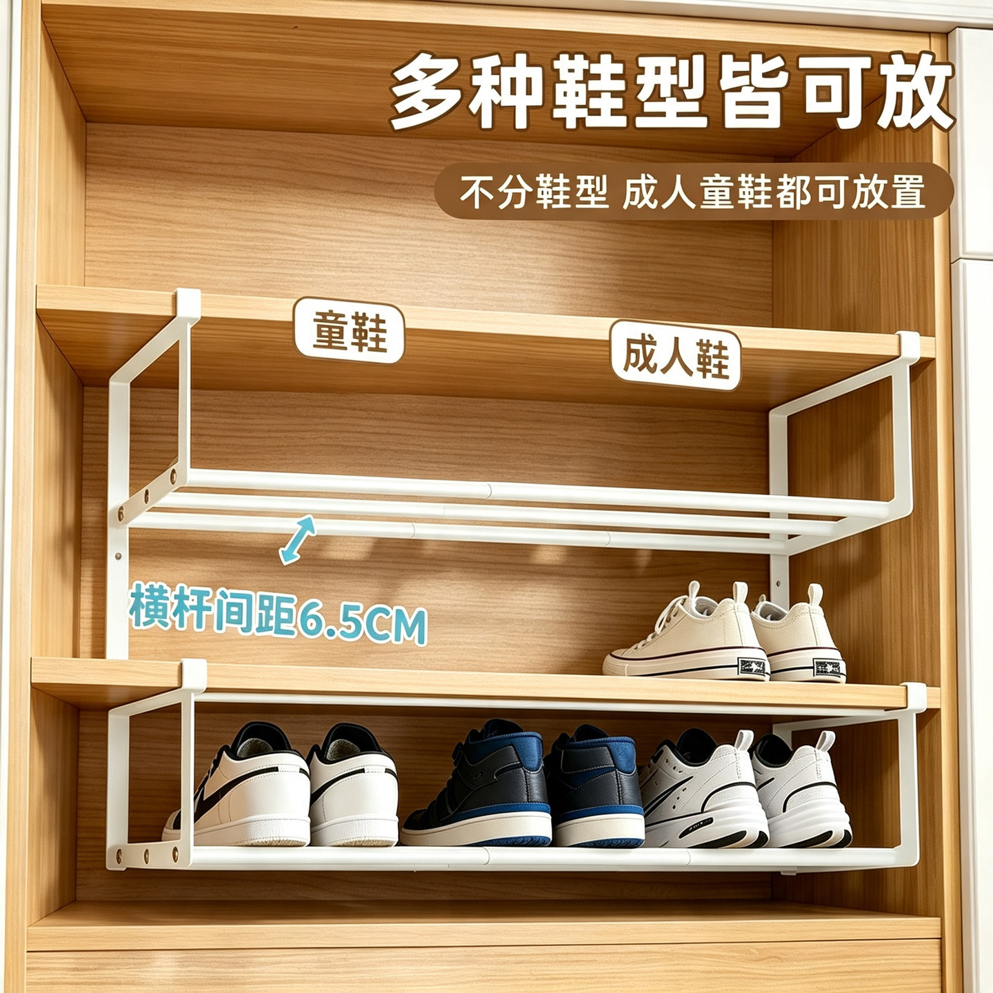可伸缩分层鞋架家用鞋柜分层隔板图片