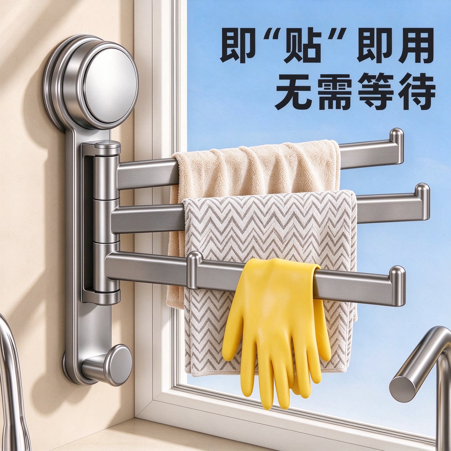 吸盘厨房抹布架置物架沥水架