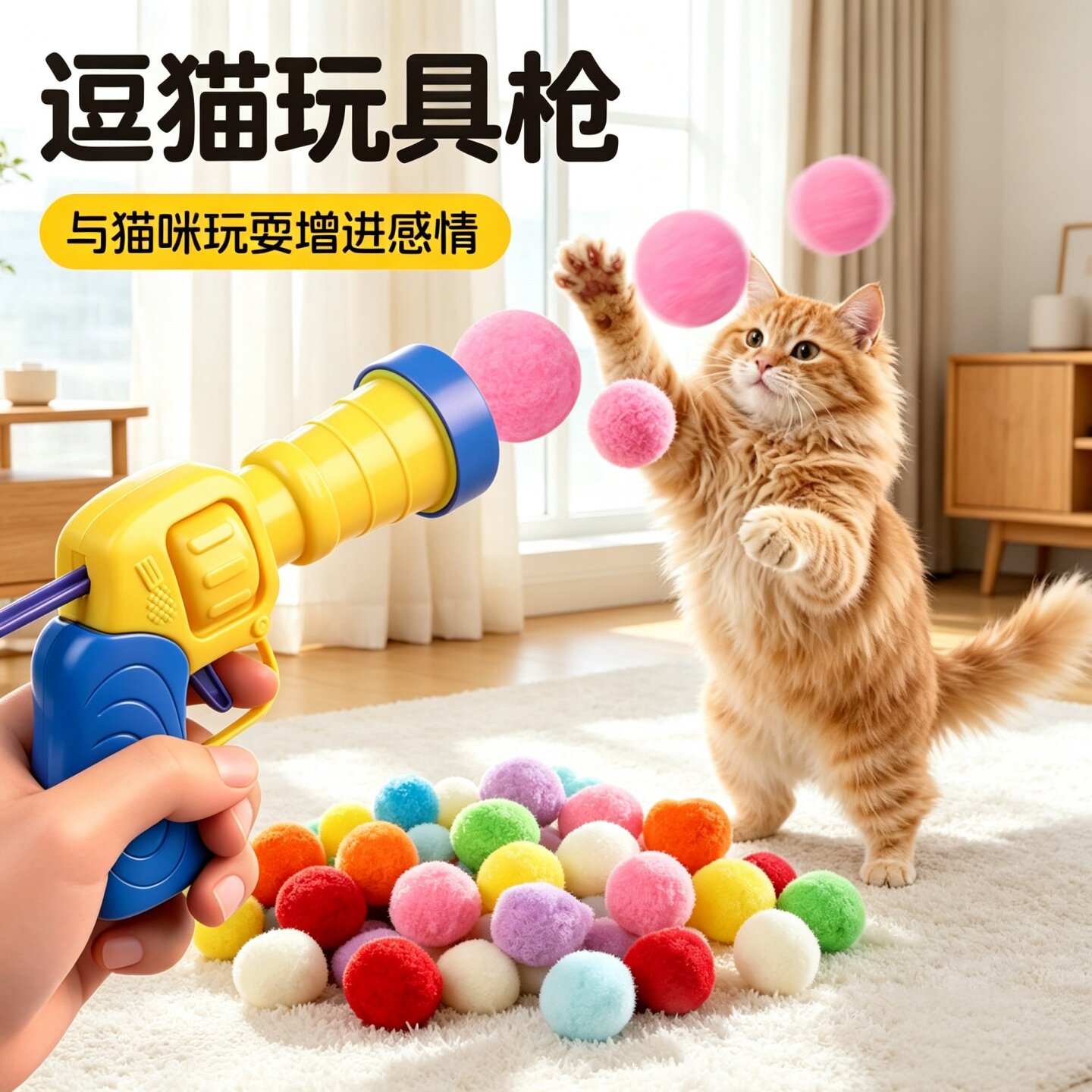 猫玩具球毛绒球发射枪自嗨解闷逗猫棒宠物猫玩的玩具猫咪用品大全