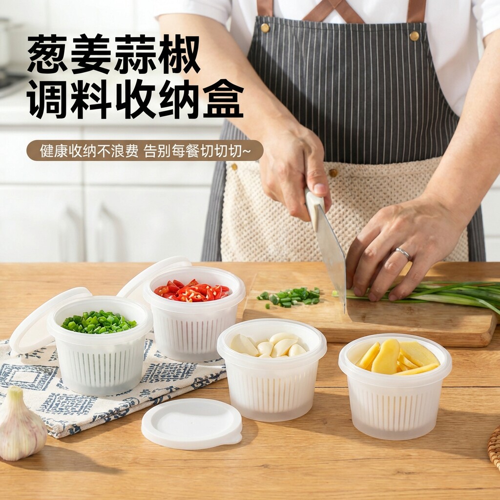 葱花保鲜盒冰箱专用食品级葱姜蒜收纳盒密封沥水收纳盒水果分装盒