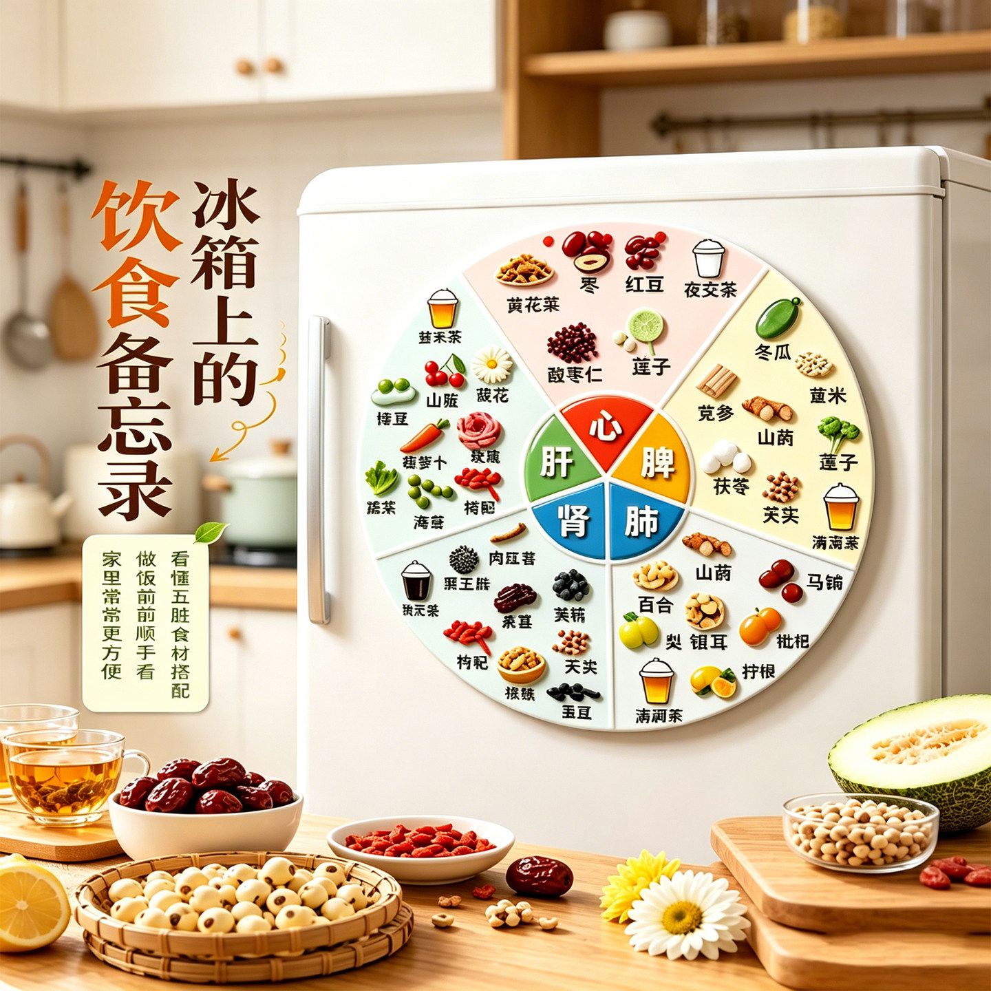 五谷杂粮养生冰箱贴五脏对症