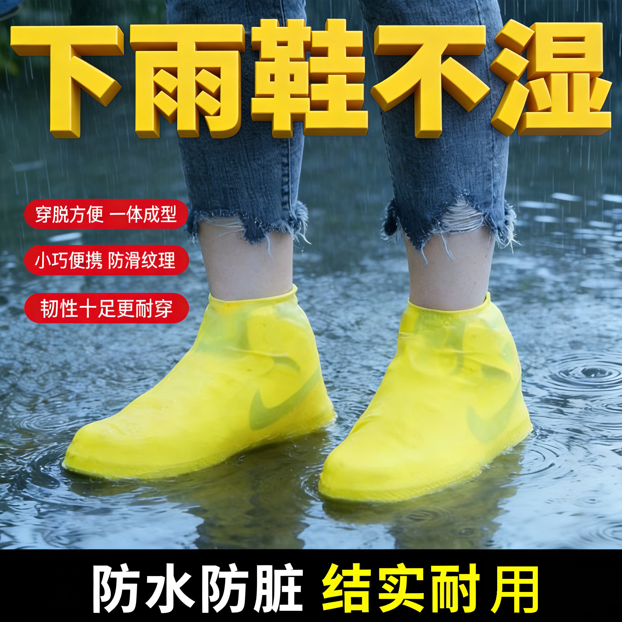乳胶防水鞋套硅胶防滑雨鞋套加厚耐磨户外防雨男女雨靴套室外