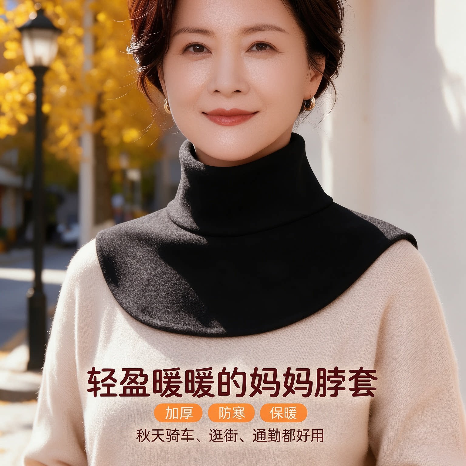 护颈假领子秋冬堆堆领加厚加绒脖套男女通用保暖百搭防寒保暖围脖