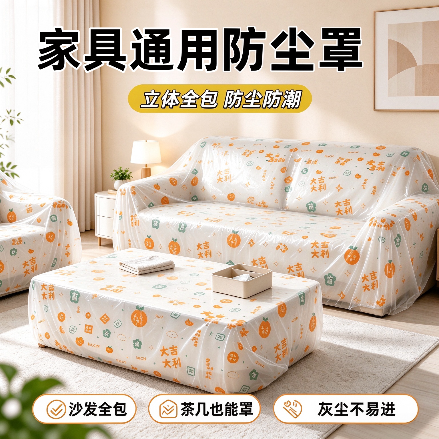 一次性防尘床罩遮灰尘罩全盖式松紧束口松紧大沙发家具装修无纺布