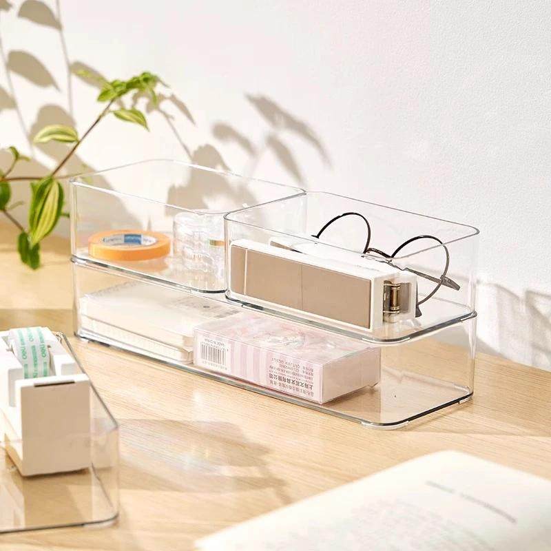 桌面抽屉透明化妆品口红收纳盒厨房餐具分隔整理盒文具镜柜储物盒,收纳整理,桌面收纳盒,淘宝优惠券,粉丝福利购,淘宝优惠卷