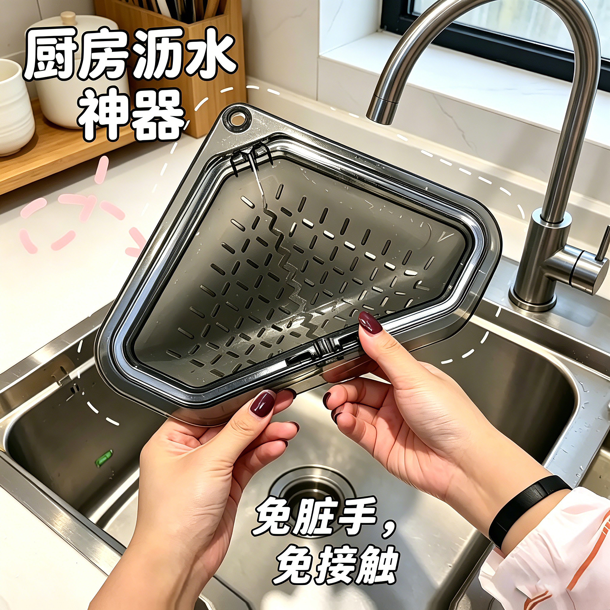房磁吸沥水三角水槽过滤篮家用洗菜盆沥水篮清洁好物置物架加厚