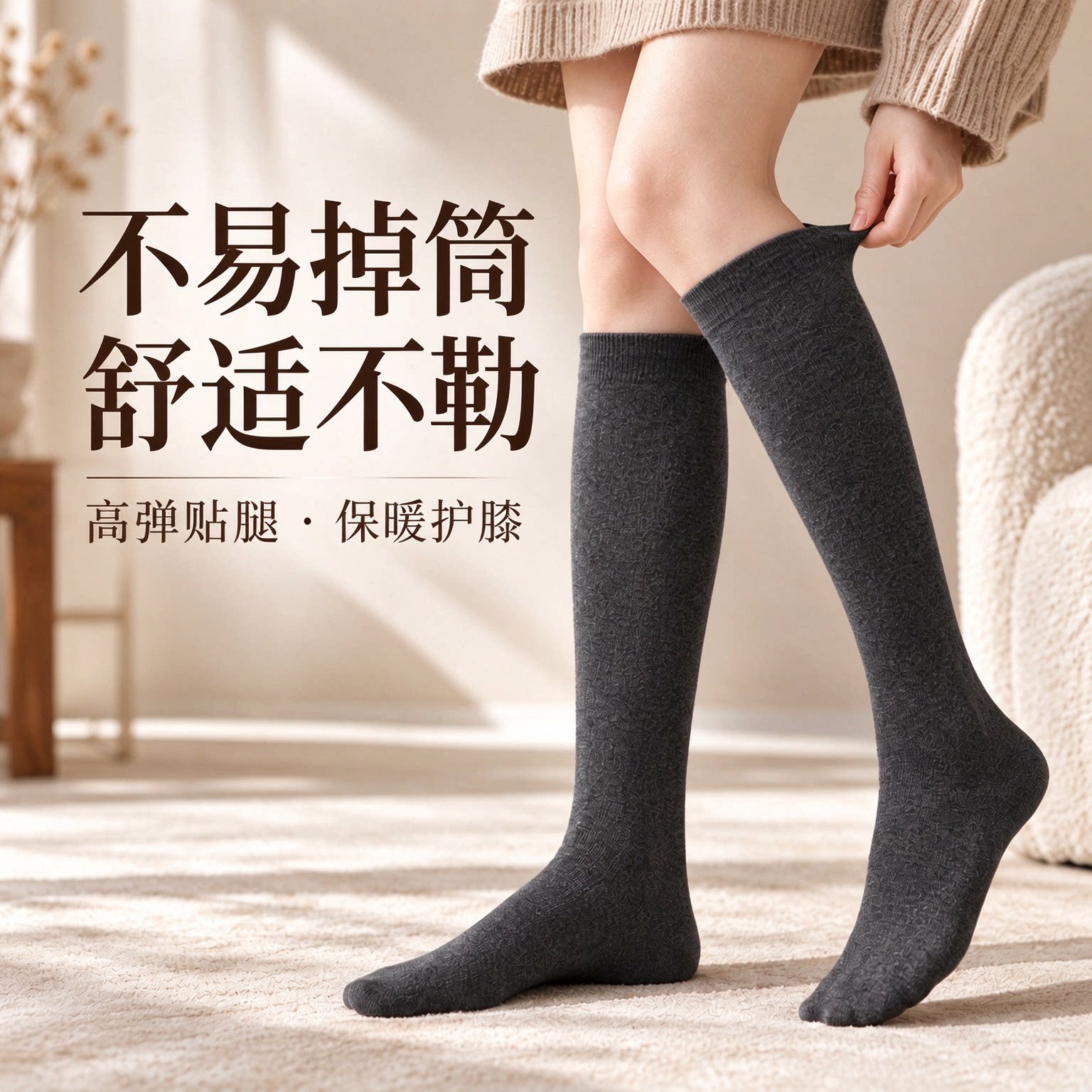 袜子女秋冬款长筒袜羊毛羊绒加厚