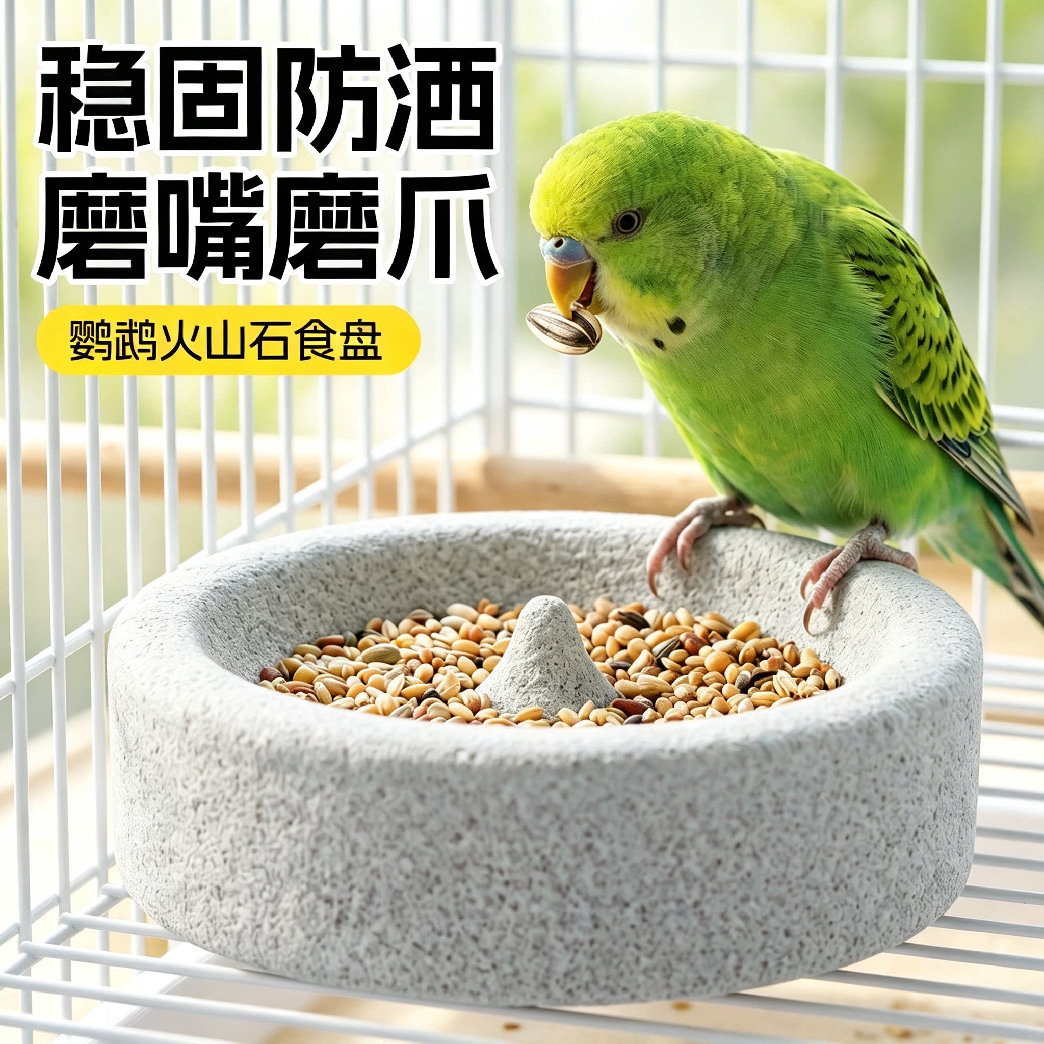 鹦鹉食盆磨牙耐咬防打翻磨嘴神器