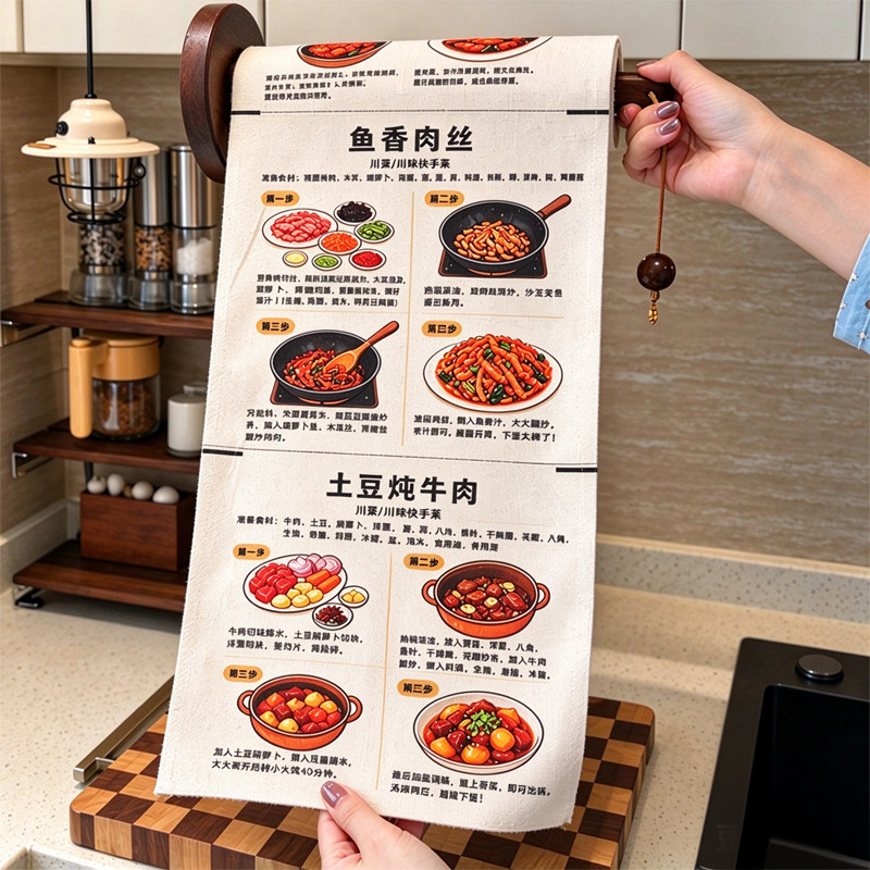 手撕抹布厨房菜谱食谱ins风懒人周抛抹布巾吸水加厚厨房洗碗抹布