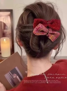 蝴蝶结鸭嘴夹2026新款高级感发夹女半扎一字抓夹安全鲨鱼夹子发饰