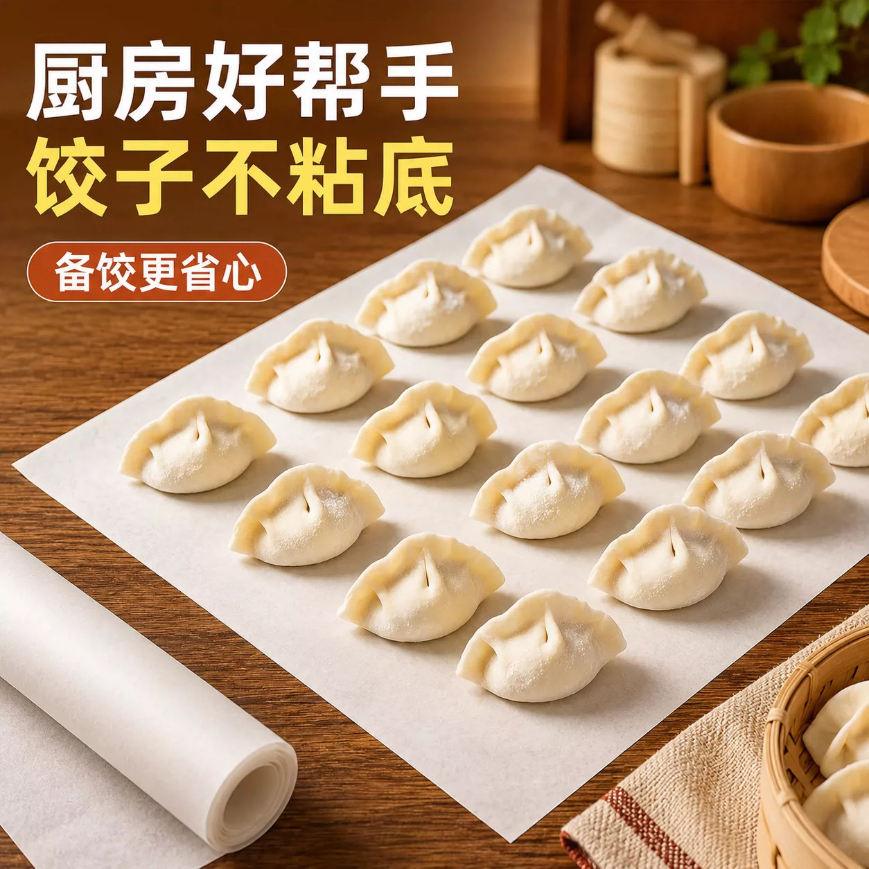 饺子防粘纸食品级家用不粘垫水胶馄饨托盘纸饺子帘专用硅油隔离纸