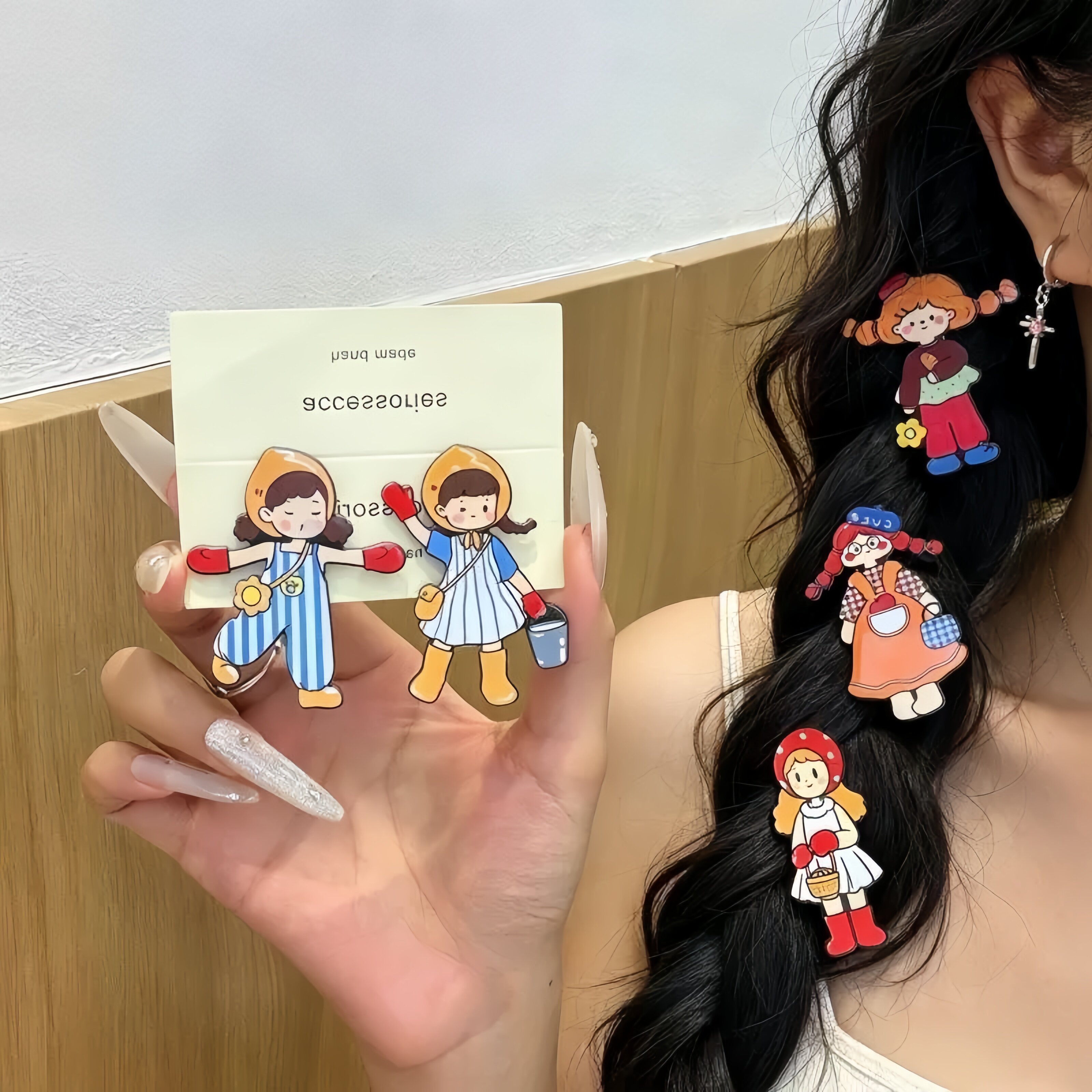 日系可爱田园风小女孩发夹卡通少女心爆棚碎发鸭嘴夹趣味百搭发饰