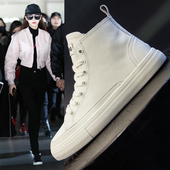 女鞋 2024夏季 新款 真皮高帮鞋 高邦小白鞋 爆款 板鞋 短靴ins潮 小白鞋