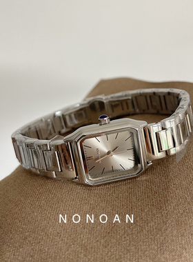 NONOAN简约复古小众ins风气质格雷灰小表盘手表女学生钢带腕表413