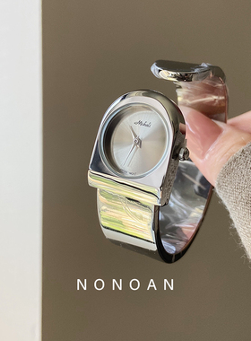 NONOAN 手镯女士小众复古不锈钢手表时尚百搭气质款ins风简约腕表