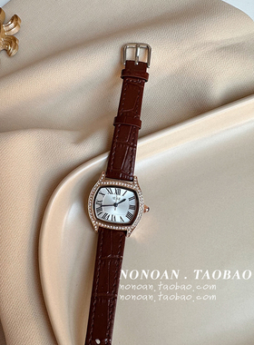 NONOAN 复古宫廷风ins罗马数字时尚高级镶钻文艺青年少女皮带手表