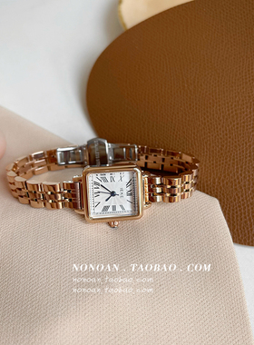 NONOAN 经典小方形罗马数字气质女学生小众ins风小表盘钢带石英表