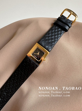 NONOAN 极简约时尚轻奢百搭气质真皮带方形手表女ins风设计高级感