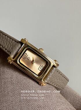 NONOAN 轻奢方形真皮手表女精致百搭高级感ins风小众设计款石英表