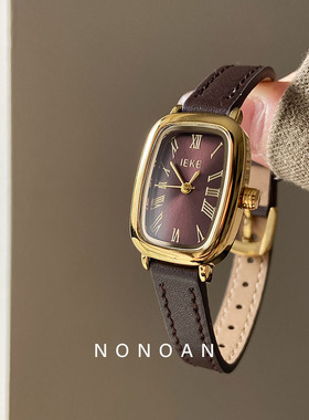 NONOAN长方形手表女真皮时尚简约女表气质轻奢小众石英表ins风477
