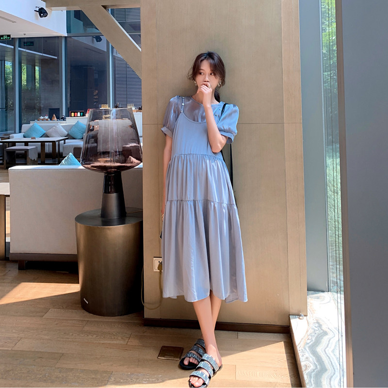 【夏装秒】孕妇连衣裙夏装潮妈超仙套装外出时尚孕妇裙夏季长裙子