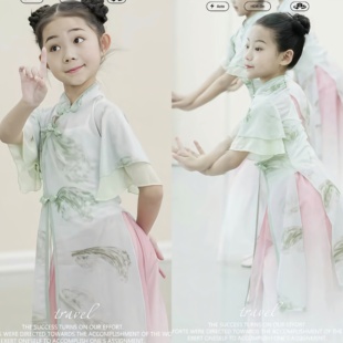 玉楼春古典舞演出服春三月飘逸纱衣小月儿同款冠玉舞蹈服装旗袍