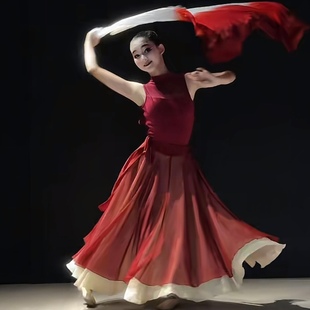 光亮儿童舞蹈服芷潼同款 艺考双层大摆裙飘逸女童古典现代舞练功服