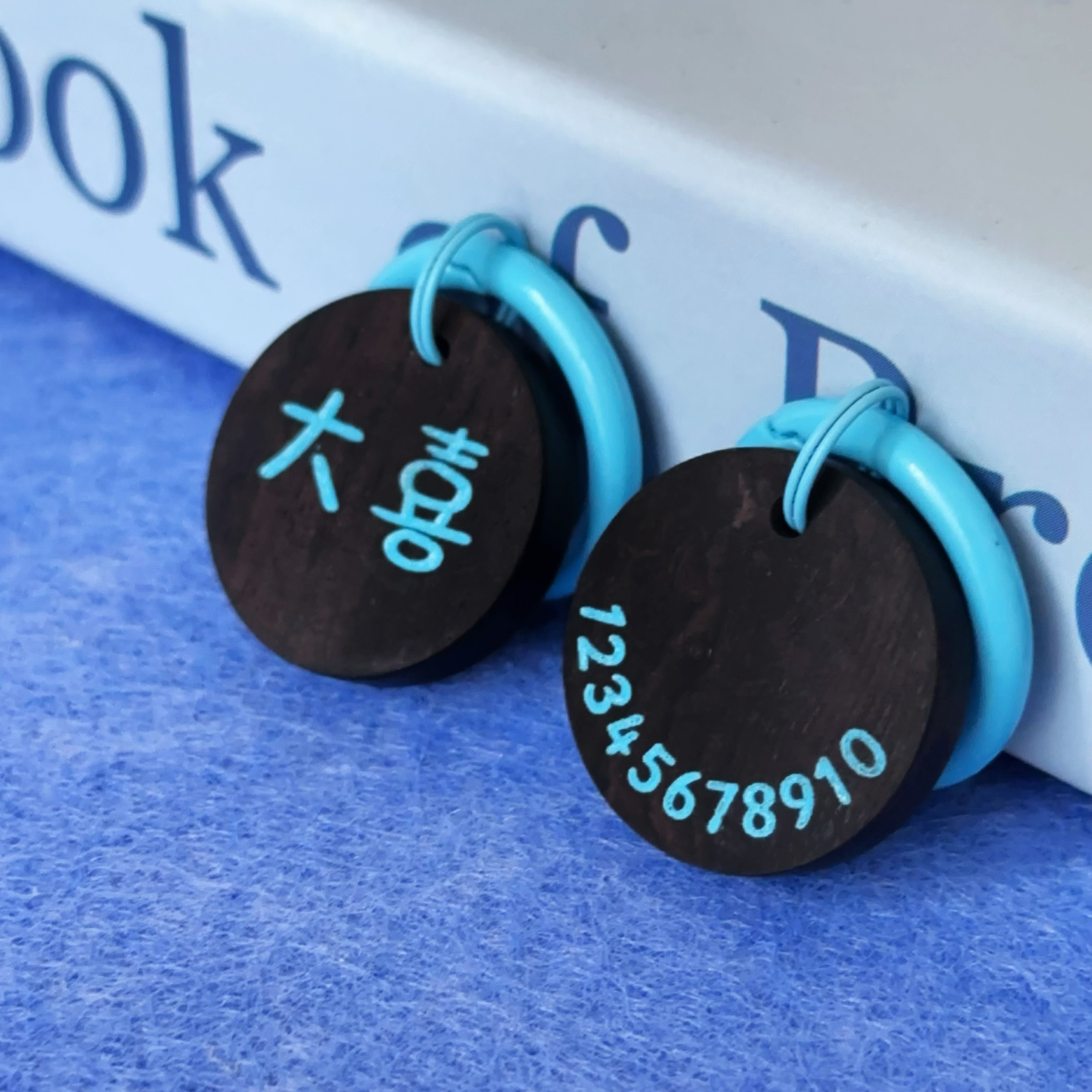 Tagro 原创宠物防丢黑檀木ins手做深刻防水狗牌猫牌狗猫咪宠物身