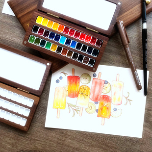 胡桃木水彩木盒颜料荷尔拜因史明克麦克哈丁艺术家美甲定制分装