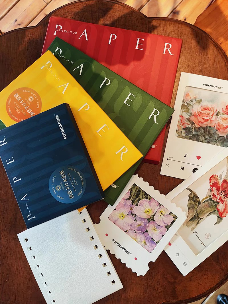 遵爵创意票根水彩纸窗口水彩纸ins风格胶卷水彩纸播放器棉浆中粗