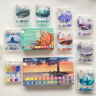 俄罗斯白夜艺术家水彩颜料固体沉淀分层管状套装基础24色分装正装