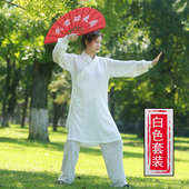 武当山道士服装 标准斜襟道袍亚麻中长袍武术表演练功服男女中长款