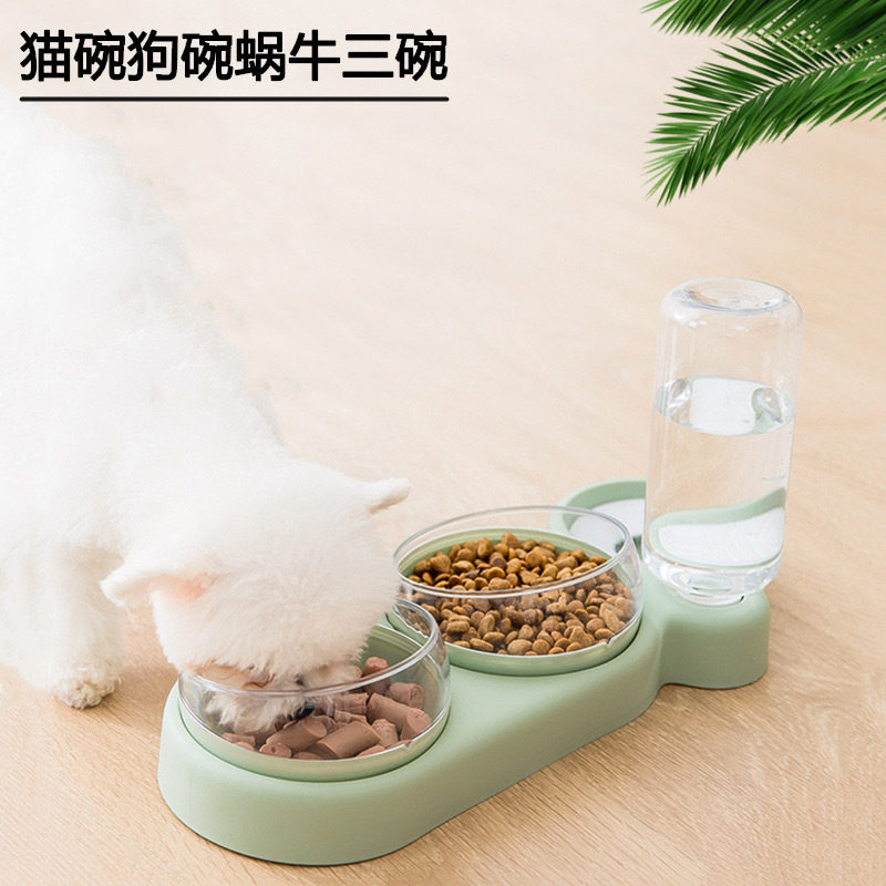 猫碗狗碗自动饮水三碗防打翻喂食器喂水器宠物用品猫咪