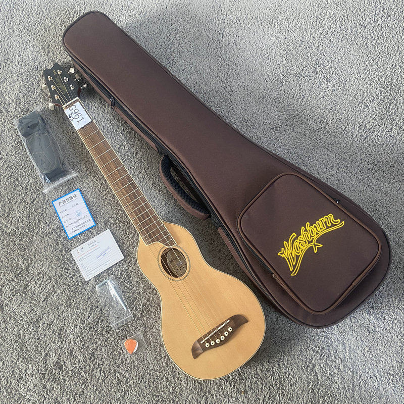 微瑕疵木吉他 34英寸单板民谣吉他 旅行迷你便携托运 钢弦 带背包