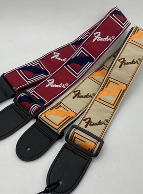 Fender电吉他背带 芬达木吉他贝斯专用背带 提花织带加厚皮头耐用