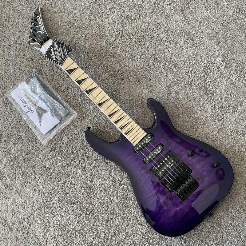 杰克逊Jackson JS34Q双摇电吉他 24品枫木 透明紫水波纹SSH拾音器