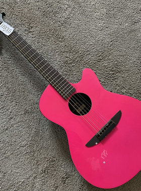 Haze品牌奥威逊民谣吉他 粉色Ovation胶背木吉他 库存琴 40英寸