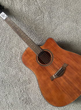 外贸品牌木吉他FISHBONE 41英寸复古色单板民谣云杉木+桃花心20品