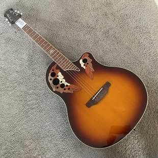 定制款 奥威逊Ovation款式胶背吉他41英寸日落色单板民谣 钢弦 新