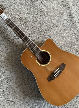 OEM木吉他 单板琴 12弦 电箱款吉他 红松木面单B-Band拾音器 外贸