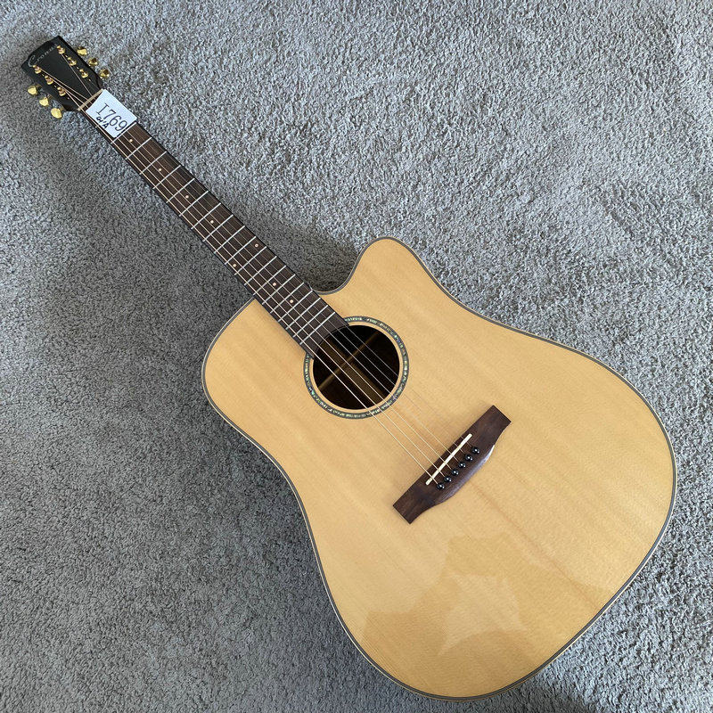 全单民谣 41英寸全单板云杉木+玫瑰木木吉他 20品 品牌琴特级捡漏