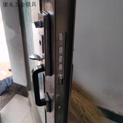 农村大门锁铝合金老式式按压防盗锁具拉手把手家用通用型铁门入.