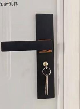 门锁家用通用型卧室内房间黑色木门锁具静音老式门把手柄旧门换锁