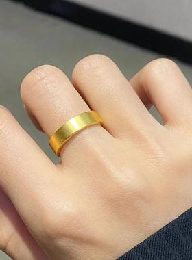 钛钢戒指宽面哑光古法