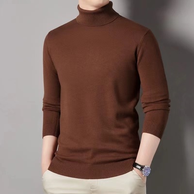 毛衣男款2025新款冬季高领百搭男中老年保暖纯色内搭针织打底衫