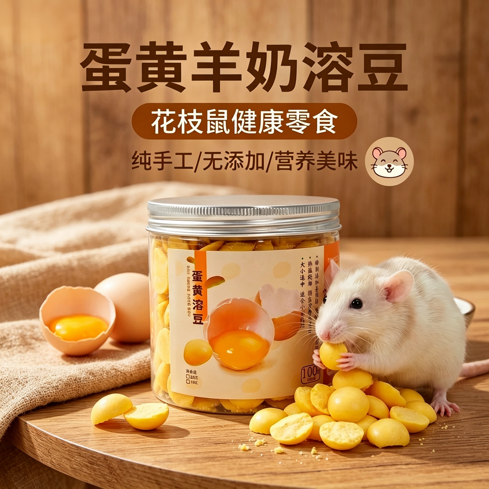 花枝鼠零食蛋黄溶豆磨牙饼干蜜袋鼯仓鼠零食粮食奶香浓郁专用营养